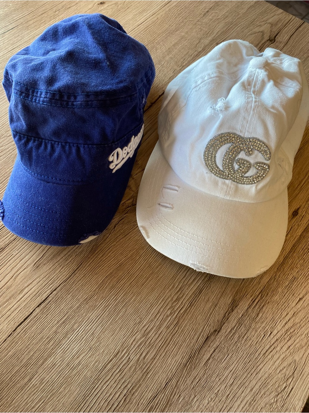 2 caps Genuine Merchandise Dodgers Navy & White Rhinestone Logo Caps
